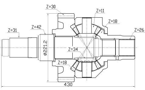 Axe intermédiaire 343 d'Assemblée différentielle complète de benz de Mercedes 350 1023