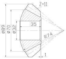 Angle droit 346 de pression du pignon conique 20 d'acier au carbone de main gauche 353 1014
